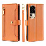 For OPPO Reno10 Pro 5G Lite Sheep Texture Cross-body Zipper Wallet Leather Phone Case(Orange)