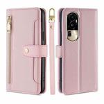 For OPPO Reno10 Pro 5G Lite Sheep Texture Cross-body Zipper Wallet Leather Phone Case(Pink)