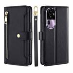 For OPPO Reno10 Pro+ 5G Sheep Texture Cross-body Zipper Wallet Leather Phone Case(Black)