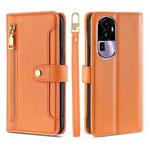 For OPPO Reno10 Pro+ 5G Lite Sheep Texture Cross-body Zipper Wallet Leather Phone Case(Orange)