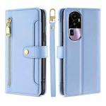 For OPPO Reno10 Pro+ 5G Lite Sheep Texture Cross-body Zipper Wallet Leather Phone Case(Blue)