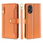 For OPPO A38 4G / A18 4G Sheep Texture Cross-body Zipper Wallet Leather Phone Case(Orange)