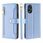 For OPPO A38 4G / A18 4G Sheep Texture Cross-body Zipper Wallet Leather Phone Case(Blue)