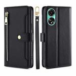 For OPPO A78 4G Lite Sheep Texture Cross-body Zipper Wallet Leather Phone Case(Black)