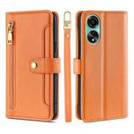 For OPPO A78 4G Lite Sheep Texture Cross-body Zipper Wallet Leather Phone Case(Orange)