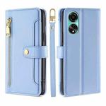 For OPPO A78 4G Sheep Texture Cross-body Zipper Wallet Leather Phone Case(Blue)