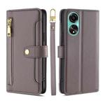 For OPPO A78 4G Sheep Texture Cross-body Zipper Wallet Leather Phone Case(Grey)