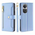 For OPPO Reno10 5G / Reno10 Pro 5G Global Lite Sheep Texture Cross-body Zipper Wallet Leather Phone Case(Blue)