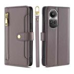 For OPPO Reno10 5G / Reno10 Pro 5G Global Sheep Texture Cross-body Zipper Wallet Leather Phone Case(Grey)