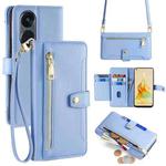 For OPPO Reno8 T 5G / A1 Pro 5G Sheep Texture Cross-body Zipper Wallet Leather Phone Case(Blue)