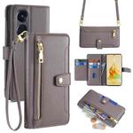 For OPPO Reno8 T 5G / A1 Pro 5G Sheep Texture Cross-body Zipper Wallet Leather Phone Case(Grey)