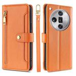 For OPPO Find X7 Ultra 5G Sheep Texture Cross-body Zipper Wallet Leather Phone Case(Orange)