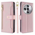 For OPPO Find X7 Ultra 5G Sheep Texture Cross-body Zipper Wallet Leather Phone Case(Pink)