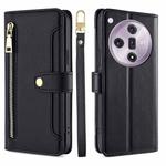 For OPPO Find X7 5G Sheep Texture Cross-body Zipper Wallet Leather Phone Case(Black)