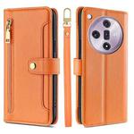 For OPPO Find X7 5G Sheep Texture Cross-body Zipper Wallet Leather Phone Case(Orange)