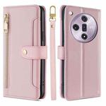 For OPPO Find X7 5G Sheep Texture Cross-body Zipper Wallet Leather Phone Case(Pink)