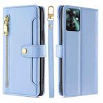 For OPPO Reno11 F 5G Sheep Texture Cross-body Zipper Wallet Leather Phone Case(Blue)