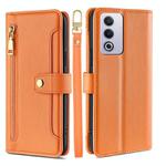 For OPPO A3 Pro 5G India Sheep Texture Cross-body Zipper Wallet Leather Phone Case(Orange)