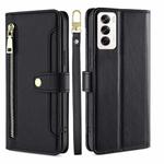 For OPPO Reno12 5G Global Sheep Texture Cross-body Zipper Wallet Leather Phone Case(Black)