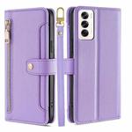 For OPPO Reno12 5G Global Sheep Texture Cross-body Zipper Wallet Leather Phone Case(Purple)