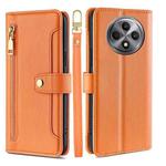 For OPPO Reno12 F 5G Sheep Texture Cross-body Zipper Wallet Leather Phone Case(Orange)