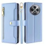 For OPPO Reno12 F 5G Sheep Texture Cross-body Zipper Wallet Leather Phone Case(Blue)