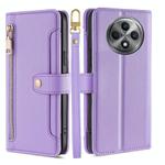 For OPPO Reno12 F 5G Sheep Texture Cross-body Zipper Wallet Leather Phone Case(Purple)