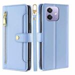 For OPPO A3 5G India Sheep Texture Cross-body Zipper Wallet Leather Phone Case(Blue)