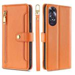 For OPPO A60 4G Global Sheep Texture Cross-body Zipper Wallet Leather Phone Case(Orange)