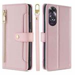 For OPPO A60 4G Global Sheep Texture Cross-body Zipper Wallet Leather Phone Case(Pink)