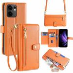For OPPO Reno13 F 5G / 4G Sheep Texture Cross-body Zipper Wallet Leather Phone Case(Orange)