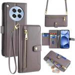 For OPPO Find X8s 5G Sheep Texture Cross-body Zipper Wallet Leather Phone Case(Grey)