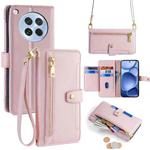 For OPPO Find X8s 5G Sheep Texture Cross-body Zipper Wallet Leather Phone Case(Pink)