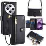 For OPPO Find X8s+ 5G Sheep Texture Cross-body Zipper Wallet Leather Phone Case(Black)