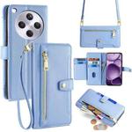 For OPPO Find X8s+ 5G Sheep Texture Cross-body Zipper Wallet Leather Phone Case(Blue)
