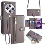 For OPPO Find X8s+ 5G Sheep Texture Cross-body Zipper Wallet Leather Phone Case(Grey)