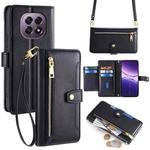 For OPPO A5 5G 2025 Global Sheep Texture Cross-body Zipper Wallet Leather Phone Case(Black)