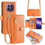 For OPPO A5 5G 2025 Global Sheep Texture Cross-body Zipper Wallet Leather Phone Case(Orange)