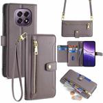 For OPPO A5 5G 2025 Global Sheep Texture Cross-body Zipper Wallet Leather Phone Case(Grey)