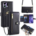 For OPPO K13 Turbo Pro 5G Sheep Texture Cross-body Zipper Wallet Leather Phone Case(Black)