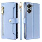 For vivo Y03 4G Sheep Texture Cross-body Zipper Wallet Leather Phone Case(Blue)