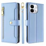 For vivo iQOO Z9x Sheep Texture Cross-body Zipper Wallet Leather Phone Case(Blue)