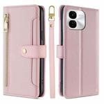 For vivo iQOO Z9x Sheep Texture Cross-body Zipper Wallet Leather Phone Case(Pink)