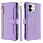 For vivo iQOO Z9x Sheep Texture Cross-body Zipper Wallet Leather Phone Case(Purple)