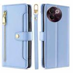 For vivo V30e 5G Global Sheep Texture Cross-body Zipper Wallet Leather Phone Case(Blue)