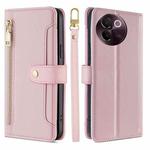 For vivo V30e 5G Global Sheep Texture Cross-body Zipper Wallet Leather Phone Case(Pink)