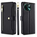 For vivo Y38 5G / T3x Global Sheep Texture Cross-body Zipper Wallet Leather Phone Case(Black)