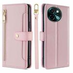 For vivo Y38 5G / T3x Global Sheep Texture Cross-body Zipper Wallet Leather Phone Case(Pink)