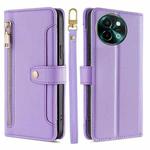 For vivo Y38 5G / T3x Global Sheep Texture Cross-body Zipper Wallet Leather Phone Case(Purple)