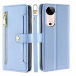 For vivo S19 Sheep Texture Cross-body Zipper Wallet Leather Phone Case(Blue)